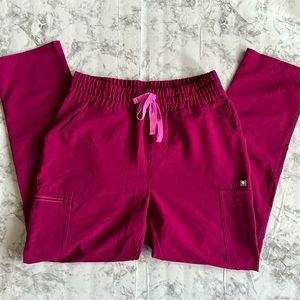 FIGS Dark Magenta Yola Skinny Scrub Pants -PETITE